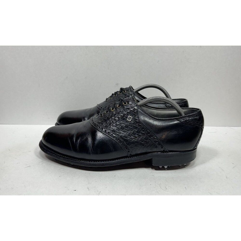 Vintage Footjoy‎ Classics Dry Black Leather Woven Golf Shoes 51472 Mens Sz 9 D - Picture 3 of 8